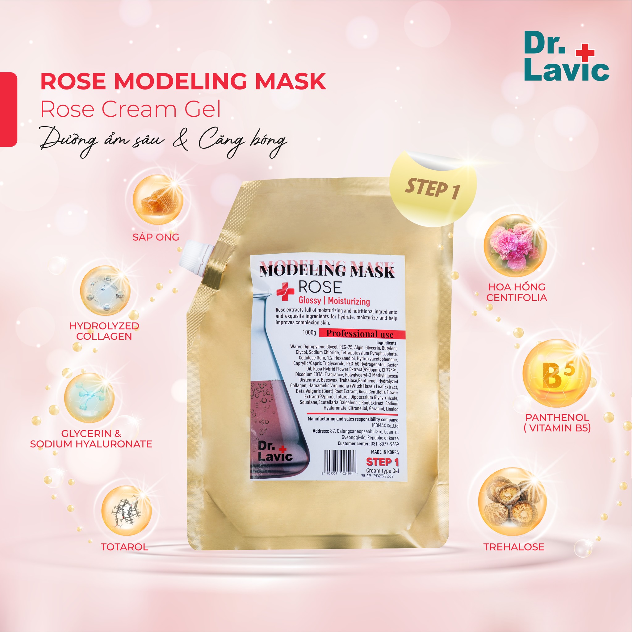 mặt nạ cấp ẩm dưỡng da căng bóng Dr.Lavic Modeling Mask Rose  SNO 837