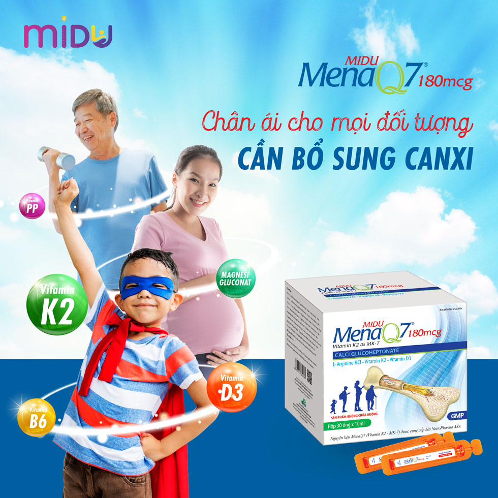 Midu MenaQ7 180mcg - Phát triển chiều cao và chuyển hóa canxi hiệu quả mọi lứa tuổi