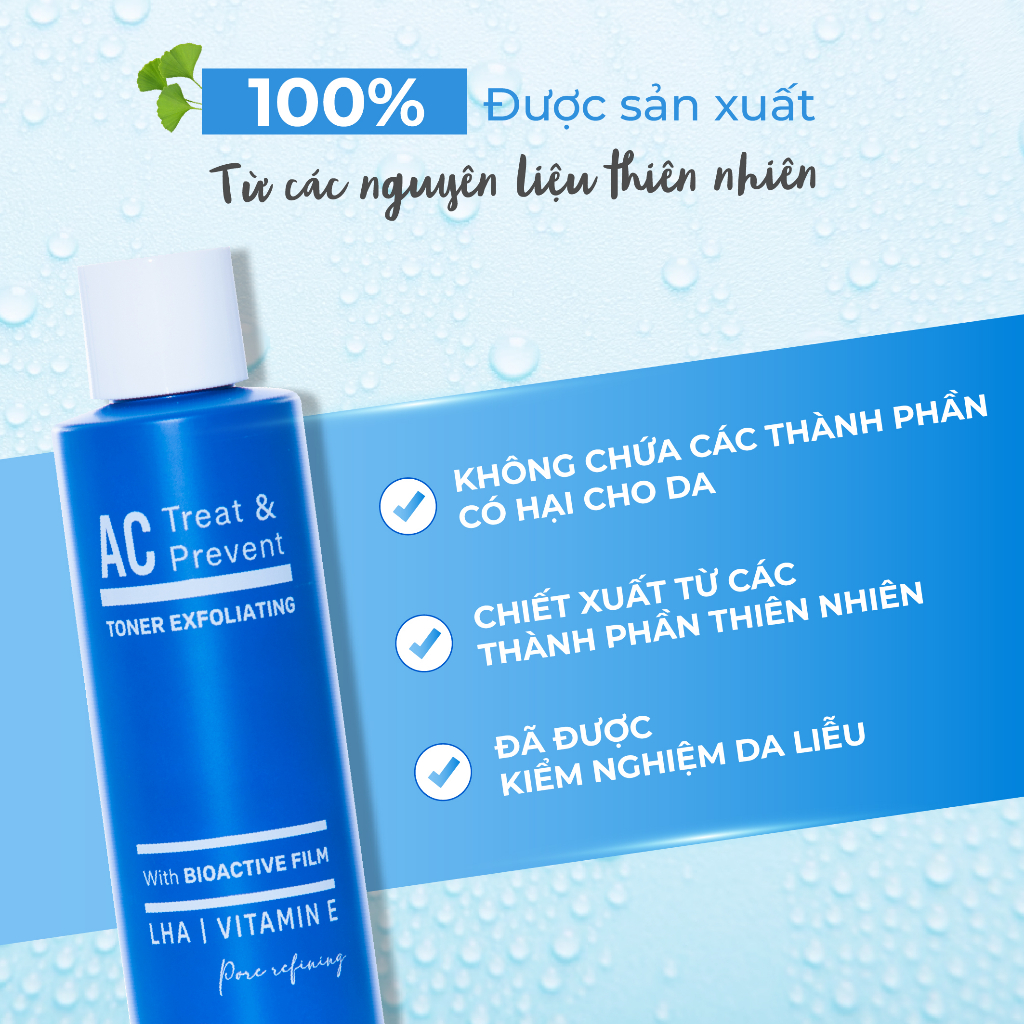 Nước hoa hồng ngừa mụn Dr.Lavic AC Treat & Prevent Toner Exfoliating kiểm soát dầu chống tái phát mụn 180ml DR957