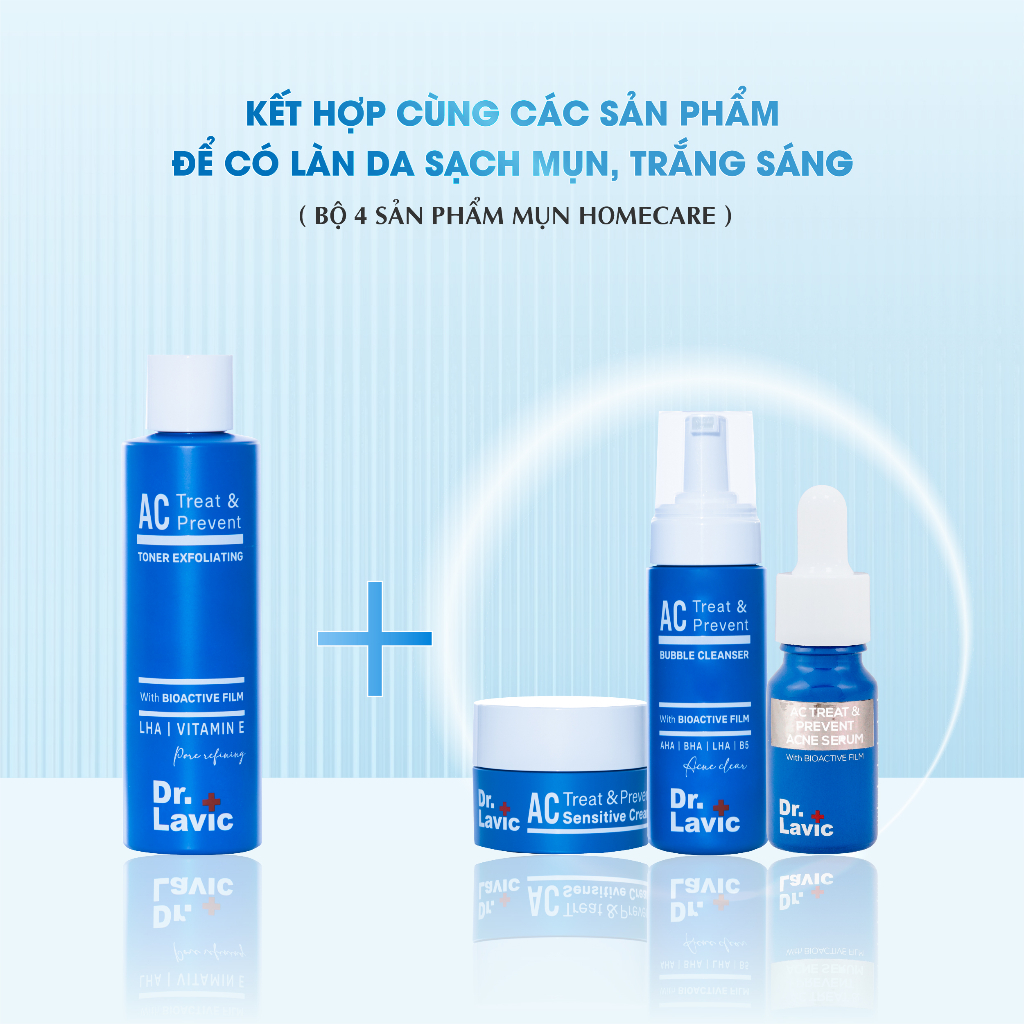 Nước hoa hồng ngừa mụn Dr.Lavic AC Treat & Prevent Toner Exfoliating kiểm soát dầu chống tái phát mụn 180ml DR957