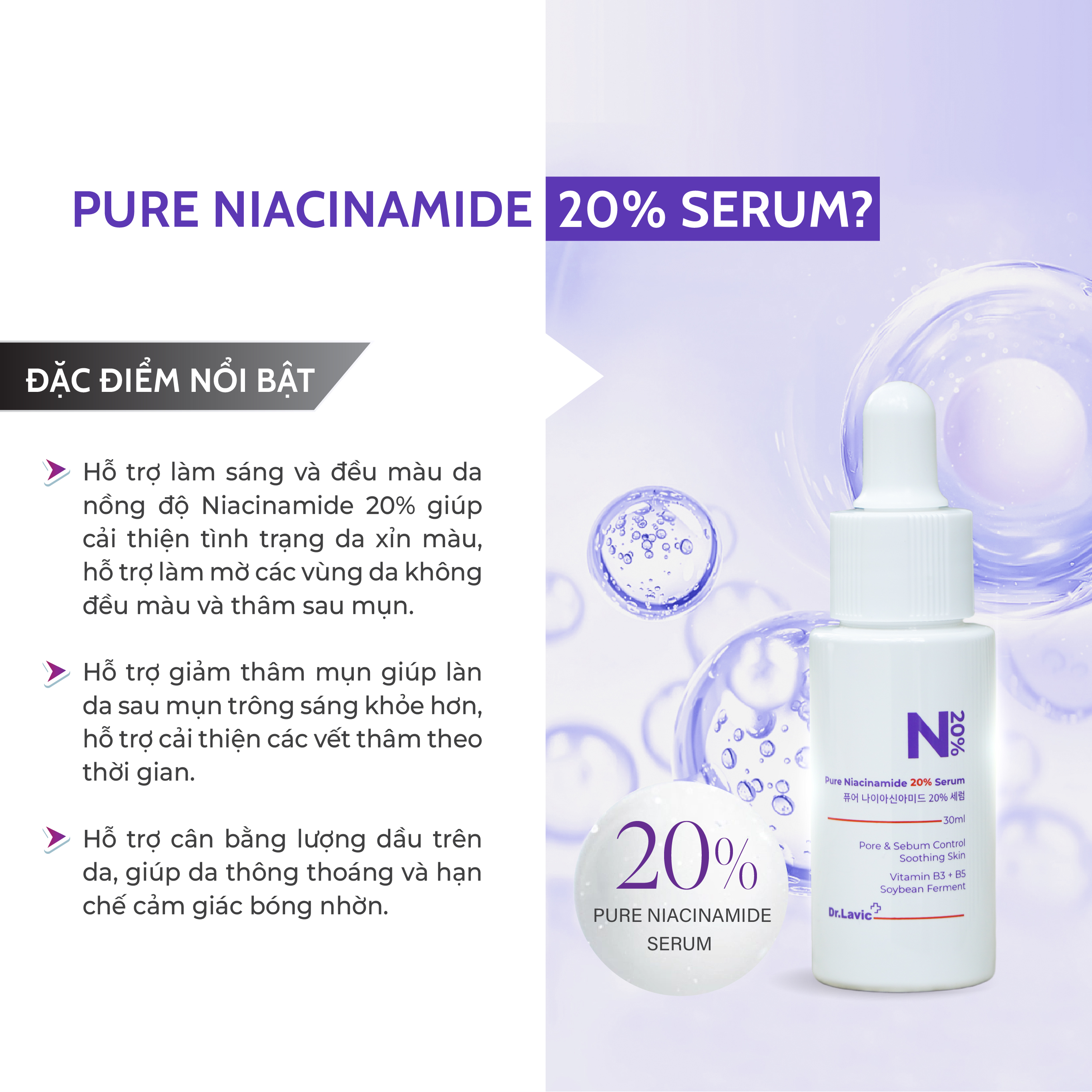 Serum Làm Sáng Dưỡng Trắng Phục Hồi Da PURE NIACINAMIDE 20% SERUM 30ml DR982
