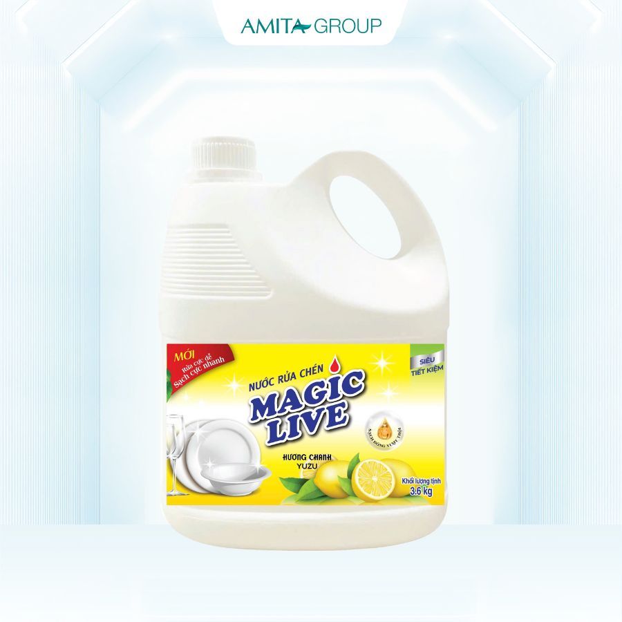 Nước rửa chén bát hương chanh sả Magic Live diệt 99% vi khuẩn, các mùi khó chịu