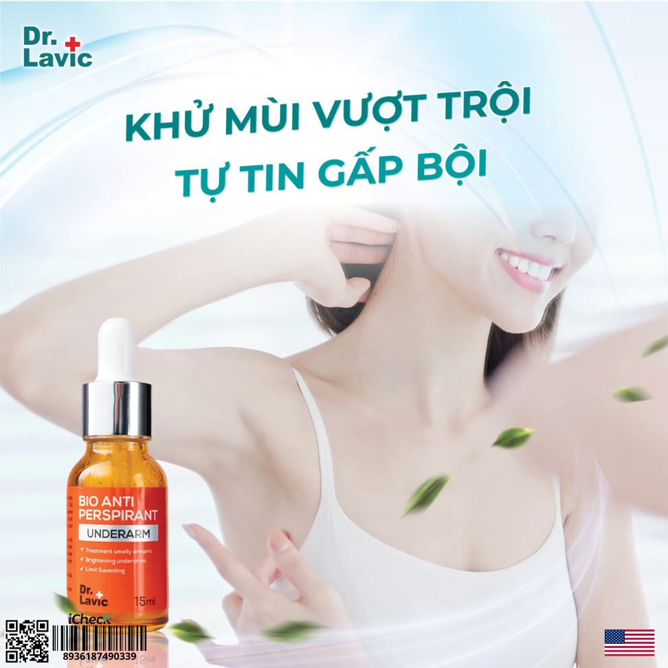 Serum hôi nách Dr.Lavic Bio Anti Perspirant Underarm khử mùi hôi nách hôi chân công nghệ USA 15ml DR950