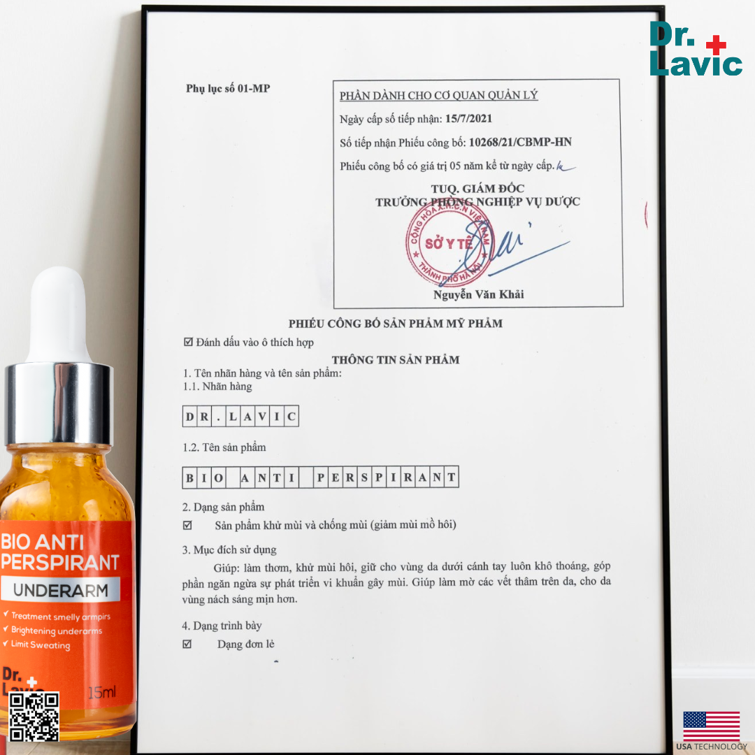 Serum hôi nách Dr.Lavic Bio Anti Perspirant Underarm khử mùi hôi nách hôi chân công nghệ USA 15ml DR950