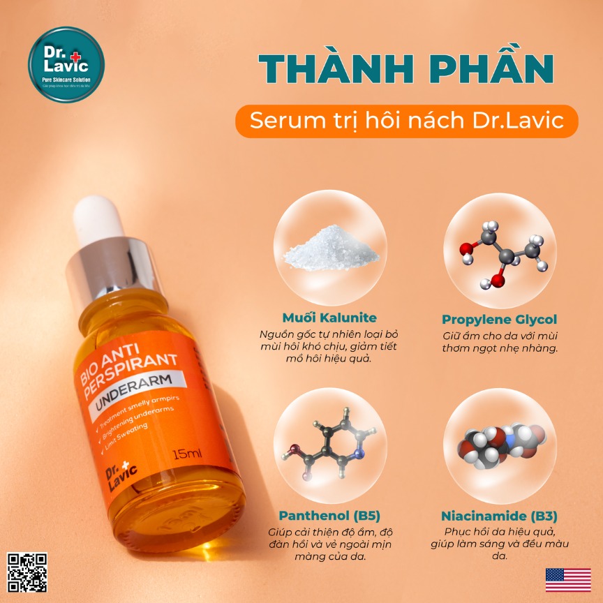 Serum hôi nách Dr.Lavic Bio Anti Perspirant Underarm khử mùi hôi nách hôi chân công nghệ USA 15ml DR950