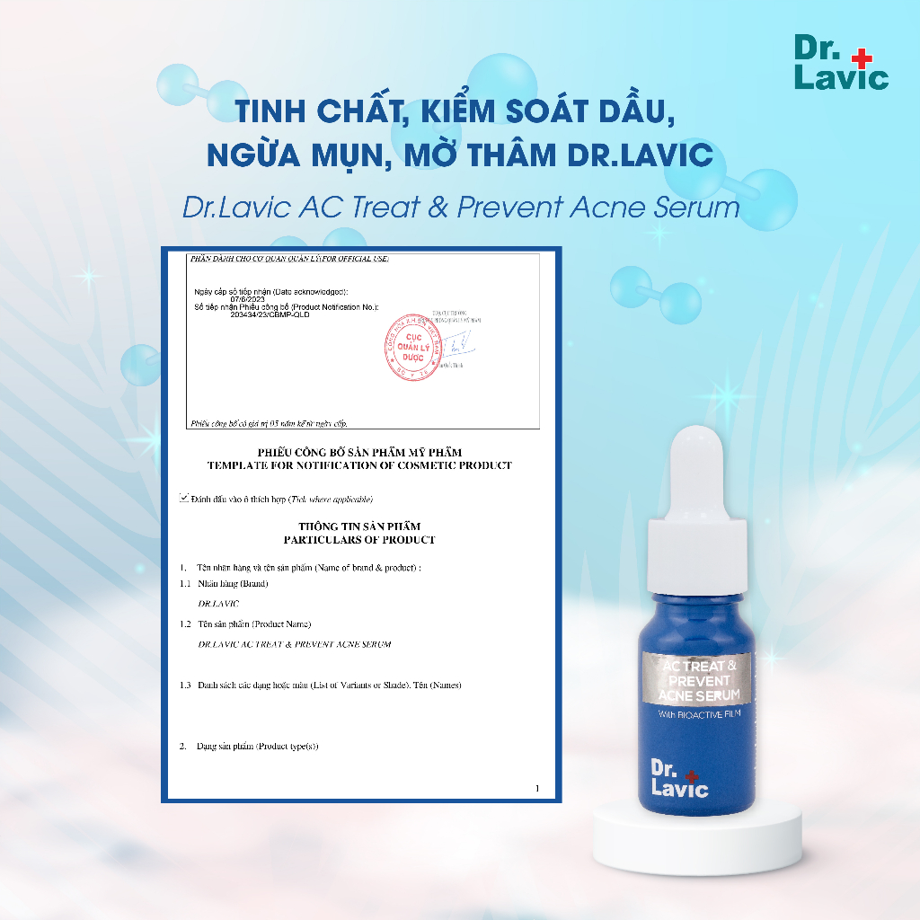 Serum ngừa mụn Dr.Lavic AC Treat & Prevent Acne kiềm dầu, chống tái phát mụn mờ thâm 10ml DR958