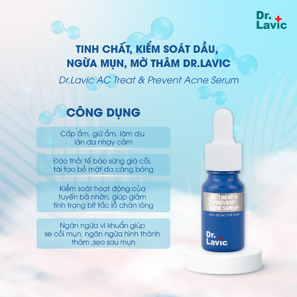 Serum ngừa mụn Dr.Lavic AC Treat & Prevent Acne kiềm dầu, chống tái phát mụn mờ thâm 10ml DR958