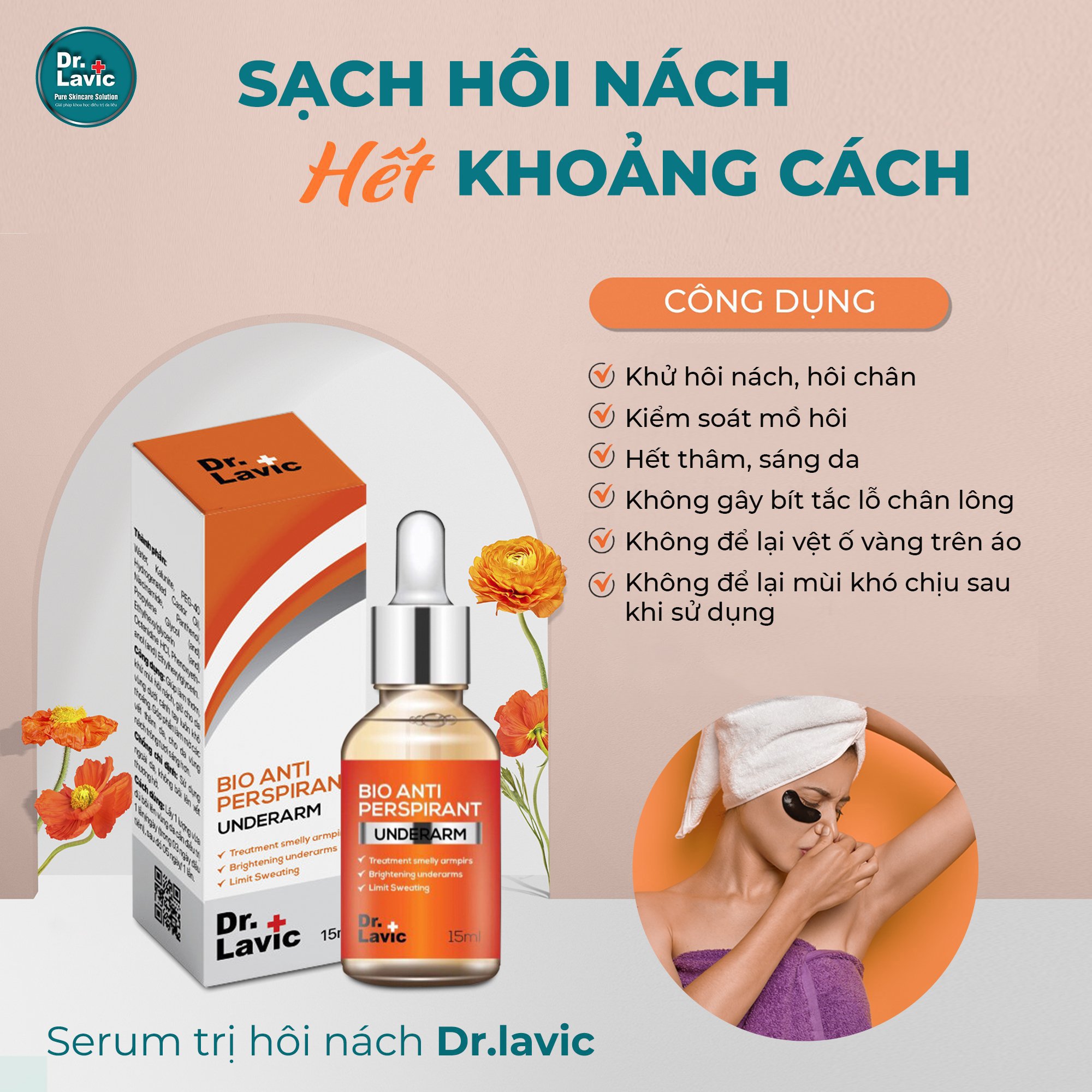 Serum Trị Hôi Nách, Khử Mùi Hôi Nách Hôi Chân DR.LAVIC Bio Anti Perspirant Underarm 15ML - DR932