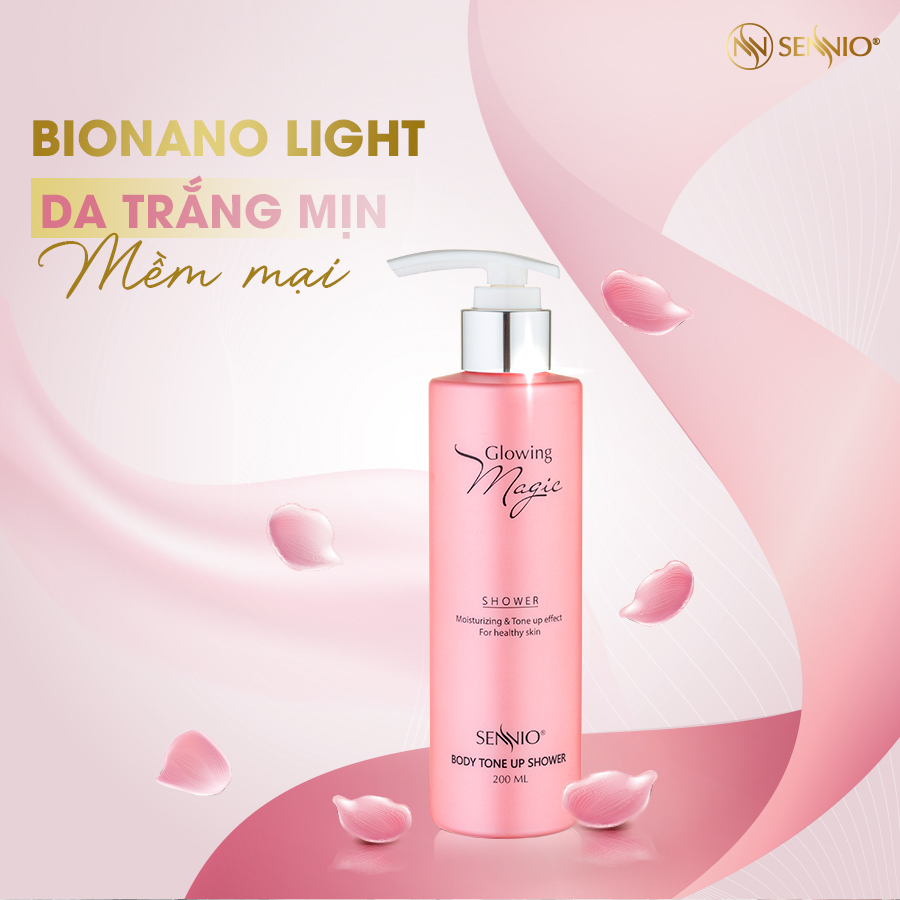 Serum dưỡng trắng da toàn thân Sennio Glowing Magic Shower sữa dưỡng thể body ma thuật 1000ml SNO504