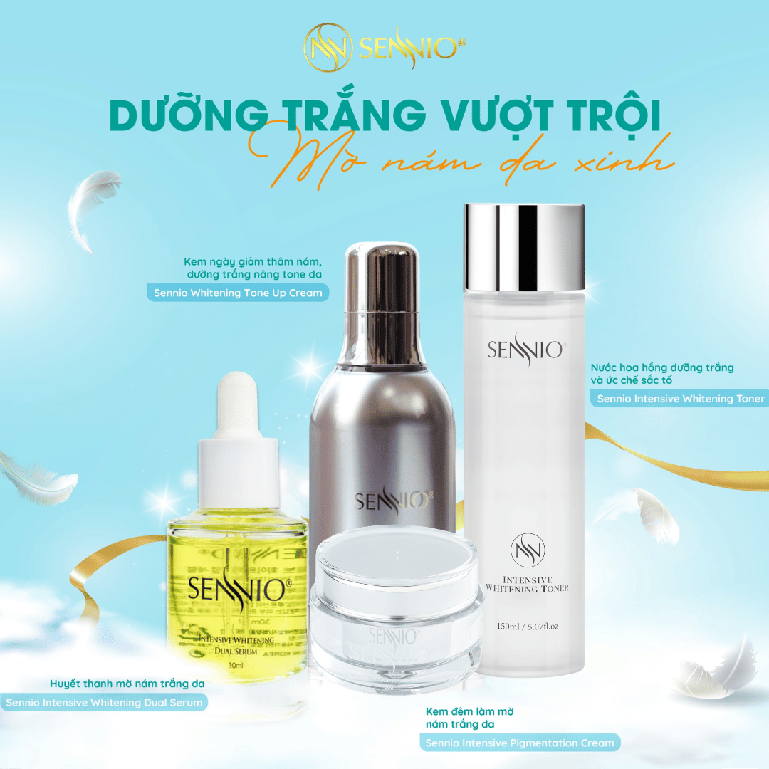 Bộ 5 sản phẩm nám trắng da sennio mờ sạm nám - giảm thâm mụn, dưỡng trắng da  - Intensive Pigmenttation Treatment Set 5  - SENNIO SNO 660-52