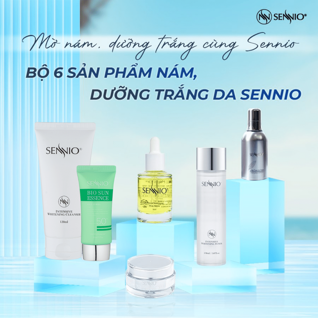 Bộ 6 sản phẩm dưỡng da nám kem chống nắng xanh SENNIO SNO 835