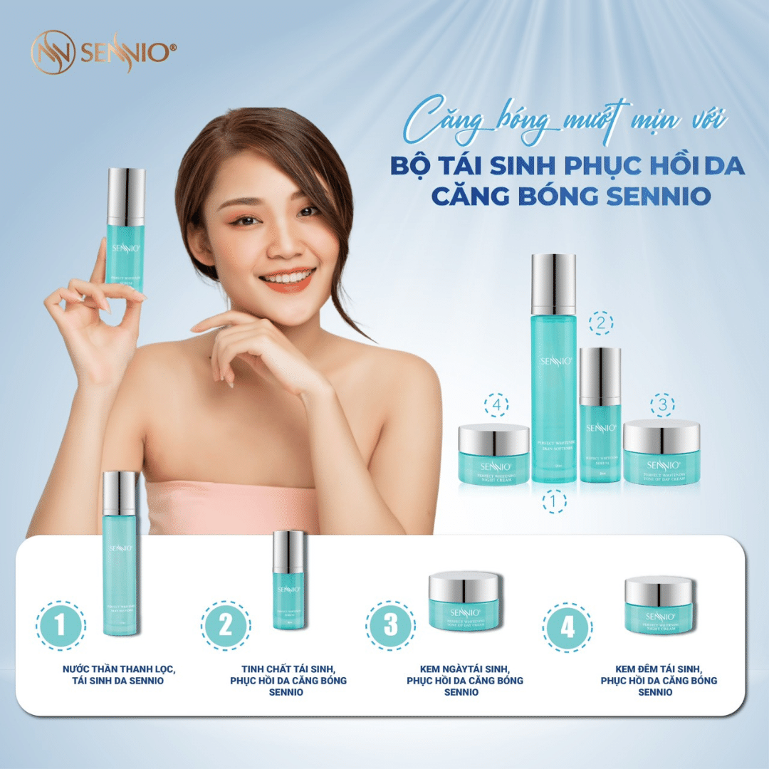 Bộ đôi sản phẩm cấp ẩm căng bóng phục hồi tái tạo dưỡng trắng da ban ngày  Sennio SNO 670-20