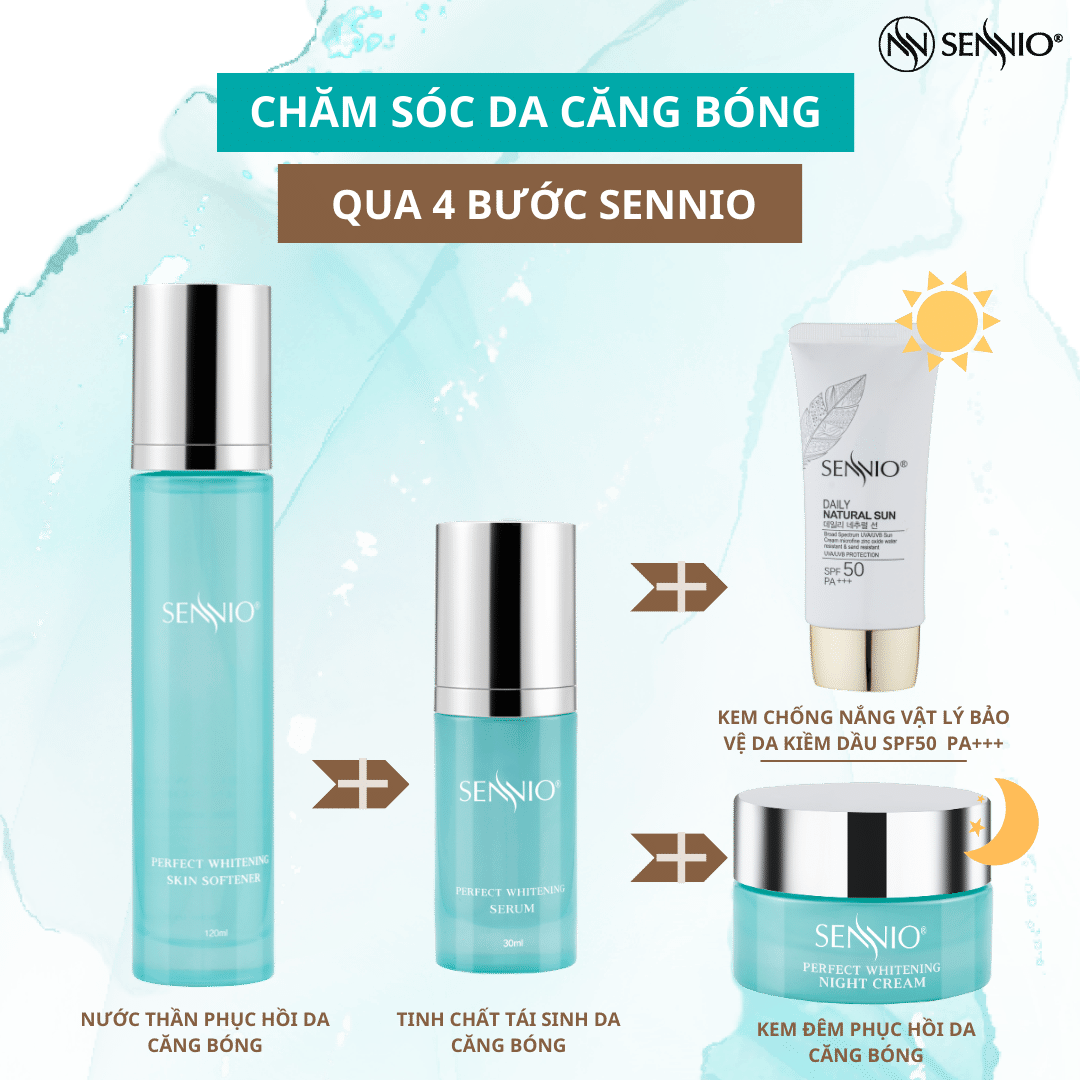 Bộ đôi sản phẩm dưỡng trắng căng bóng phục hồi tái tạo da dưỡng ẩm Sennio  SNO 670-23