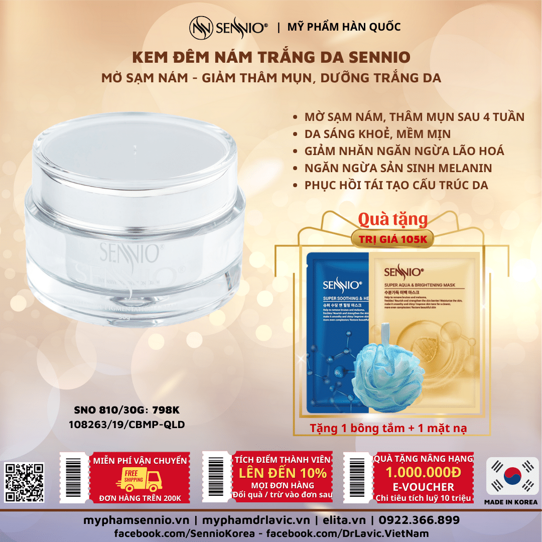 KEM ĐÊM LÀM MỜ NÁM TRẮNG DA SENNIO  Sennio Intensive Pigmentation Cream - SENNIO SNO 810