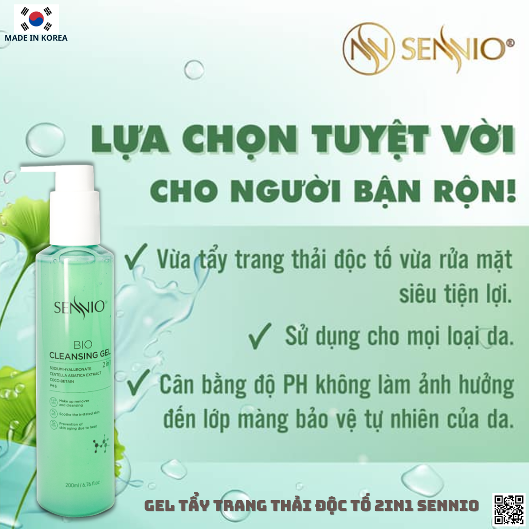 GEL TẨY TRANG THẢI ĐỘC TỐ 2IN1 SENNIO  Sennio Bio Gel Cleanser SNO 826