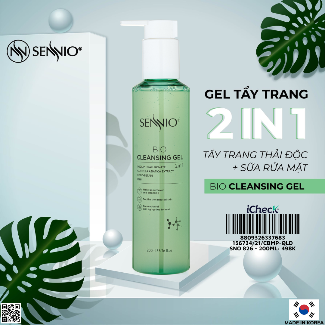 GEL TẨY TRANG THẢI ĐỘC TỐ 2IN1 SENNIO  Sennio Bio Gel Cleanser SNO 826