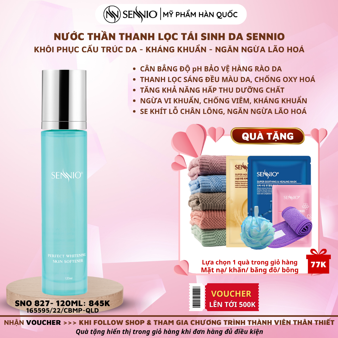 Nước thần thanh lọc, tái sinh da - Sennio Perfect Whitening Skin Softener - SENNIO SNO 827