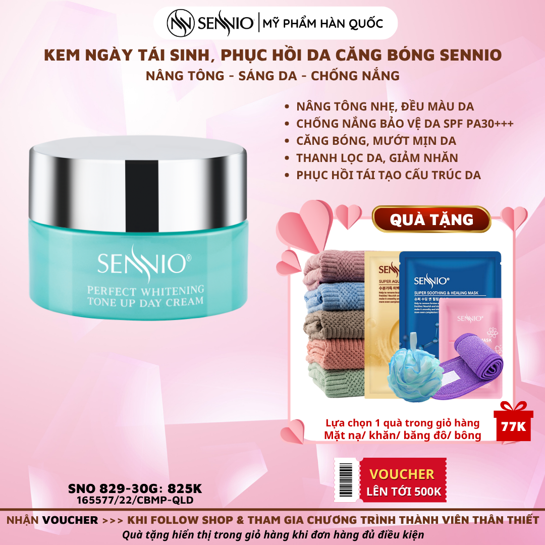 Kem dưỡng ẩm tái tạo phục hồi da căng bóng ban ngày SENNIO Perfect Whitening Day Cream 30G - SNO 829