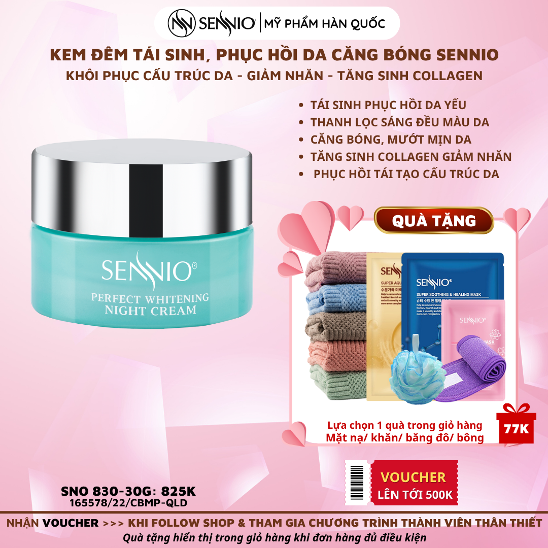 Kem đêm tái sinh, phục hồi da căng bóng - Sennio Perfect Whitening Night Cream - SENNIO SNO 830