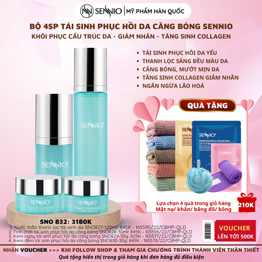Bộ 04 SP tái sinh, phục hồi da căng bóng Sennio - SENNIO SNO 832