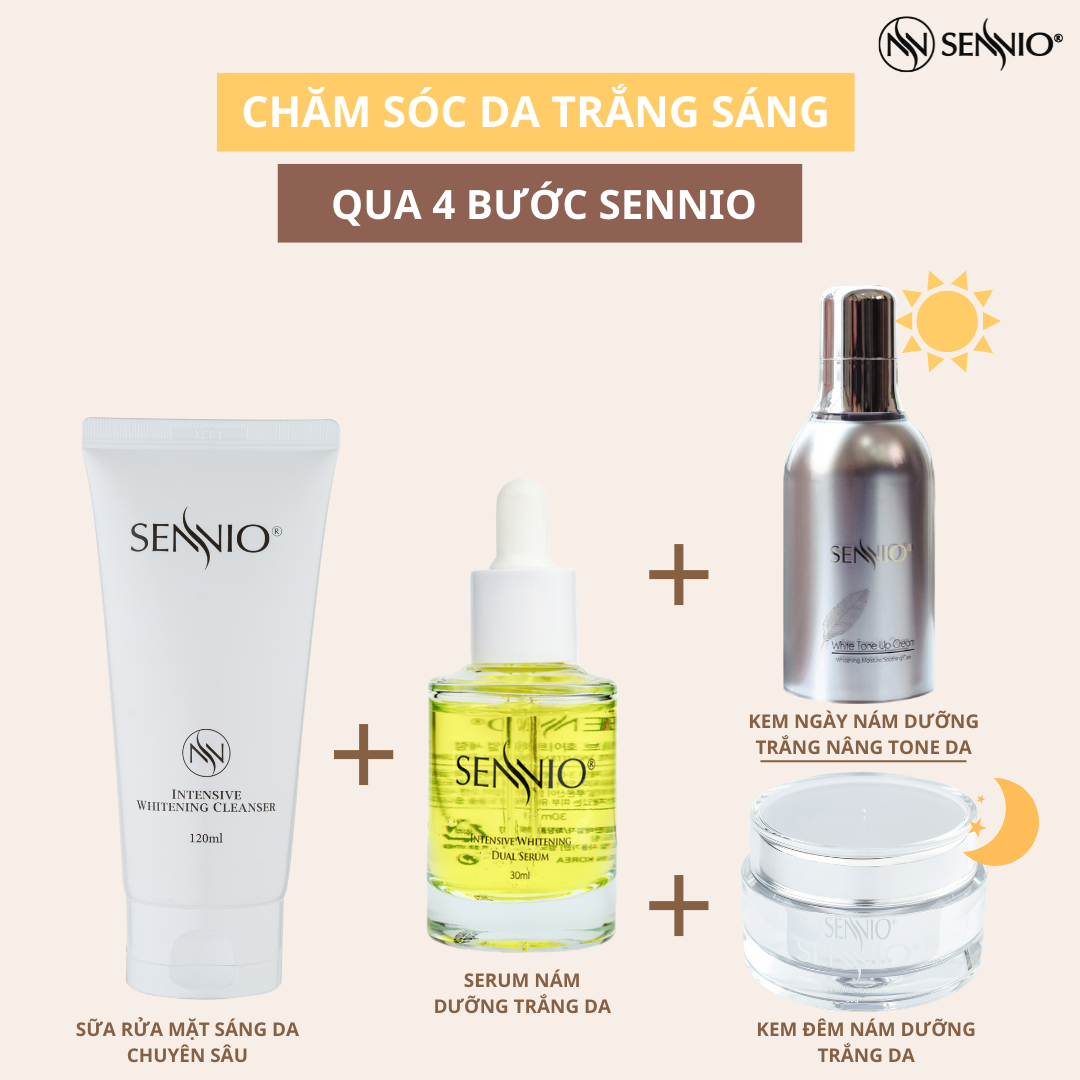 BỘ 4 SẢN PHẨM NÁM DƯỠNG TRẮNG DA SENNIO  Intensive Pigmenttation Treatment Set 4   SENNIO SNO 819