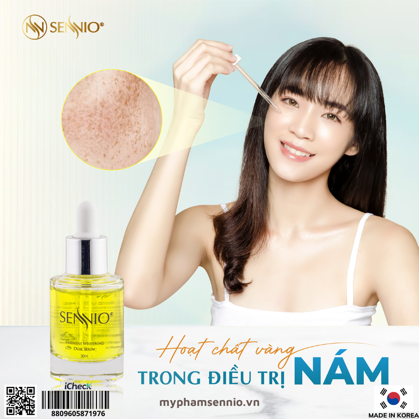 Serum dưỡng da nám Sennio Intensive Whitening Dual Serum dưỡng trắng da mặt chính hãng Hàn Quốc 30ml SNO 809