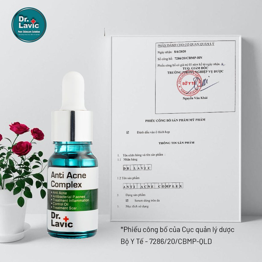 Serum Trị Mụn Dưỡng Ẩm Trắng Da Thu Nhỏ Lỗ Chân Lông Công Nghệ USA DR.LAVIC Anti Acne Complex 5ML - DR906