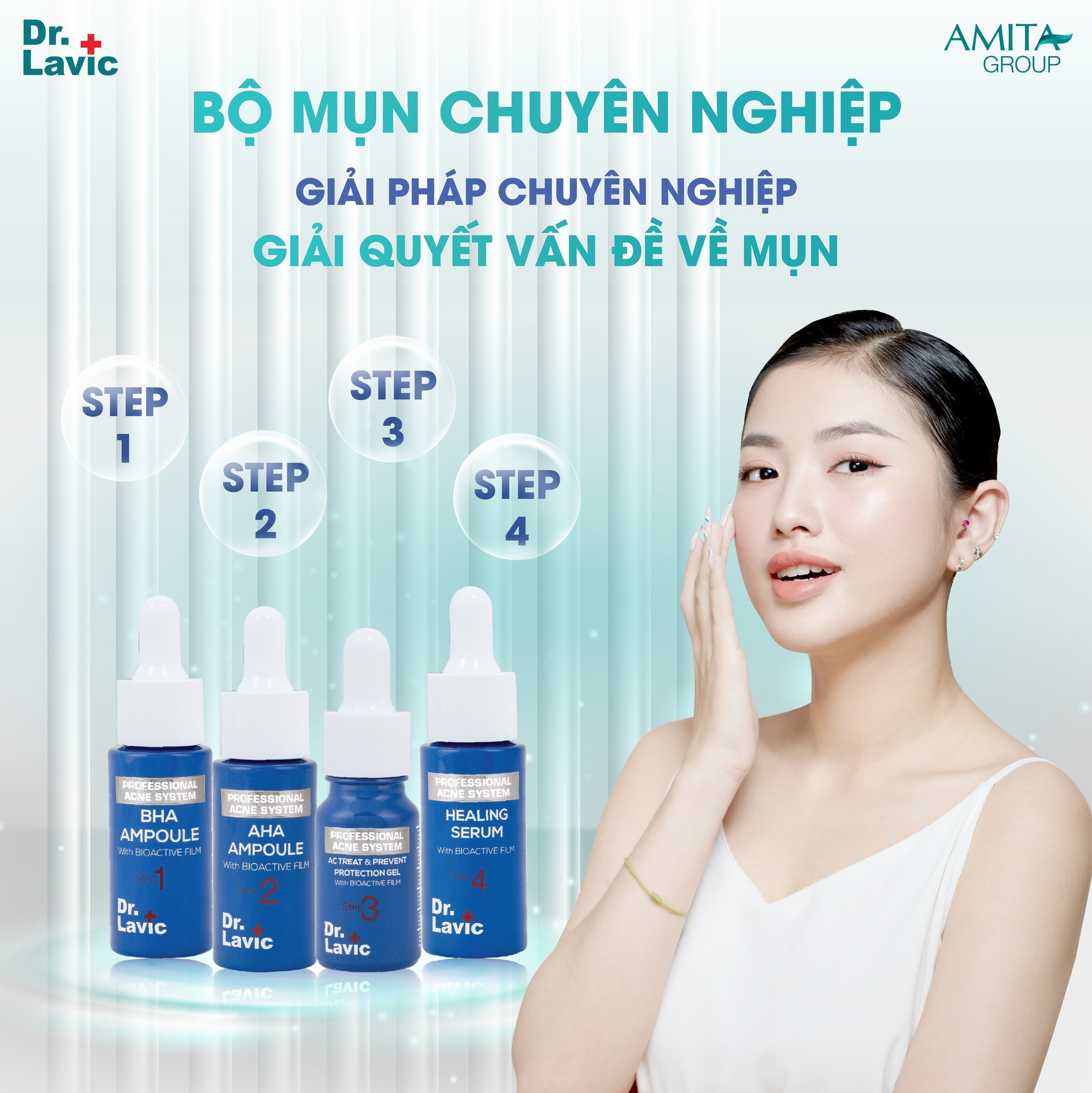 Bộ dưỡng da bảo vệ da giảm mụn chuyên nghiệp Dr.Lavic Bio Active Film công nghệ màng sinh học - DR960