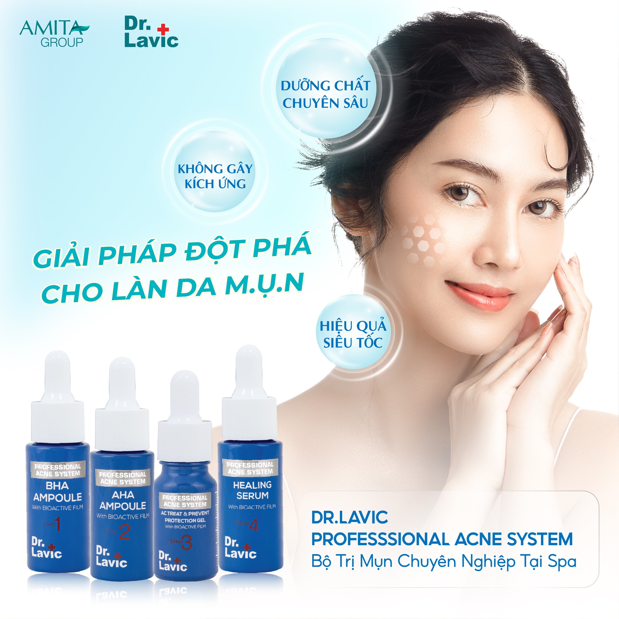 Bộ dưỡng da bảo vệ da giảm mụn chuyên nghiệp Dr.Lavic Bio Active Film công nghệ màng sinh học - DR951