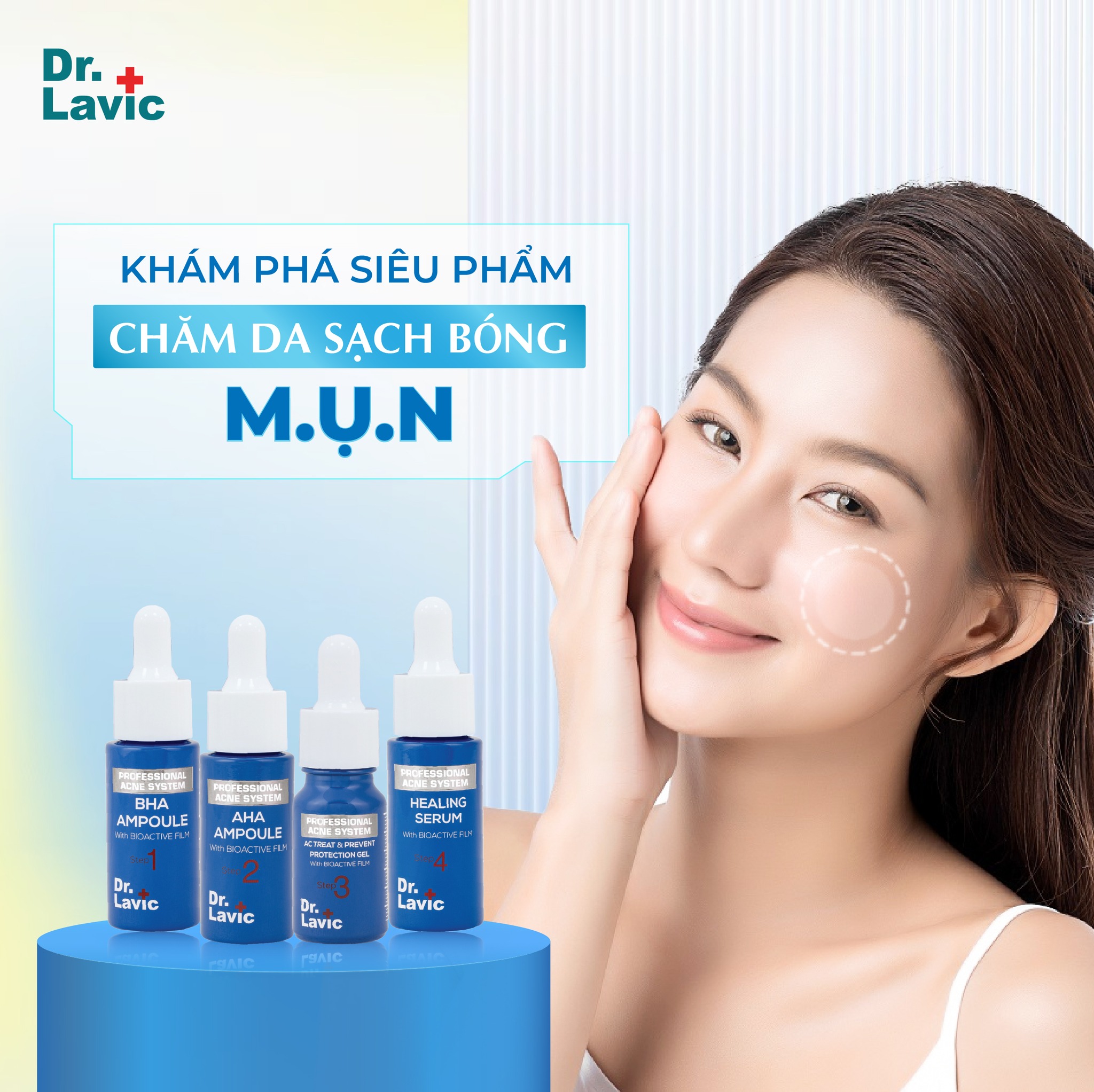 Bộ dưỡng da bảo vệ da giảm mụn chuyên nghiệp Dr.Lavic Bio Active Film công nghệ màng sinh học - DR960