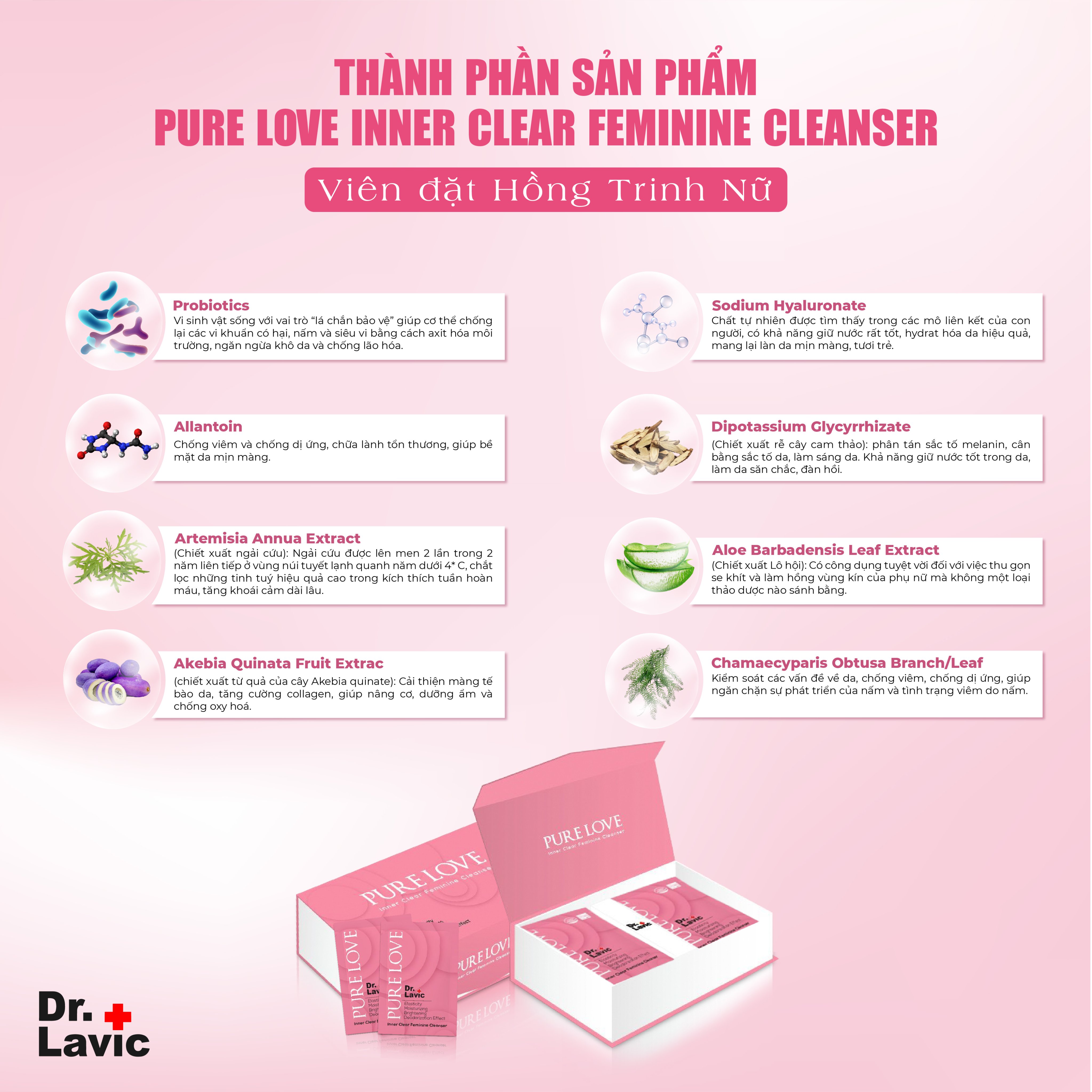 Viên đặt hồng trinh nữ Pure Love 8gói/hộp Dr.lavic DR937