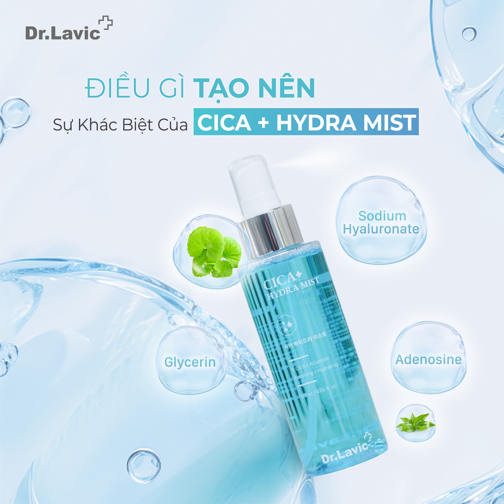 Xịt Khoáng Mặt Dưỡng Ẩm Làm Dịu Da CICA+ HRDRA MIST 120ml - DR980