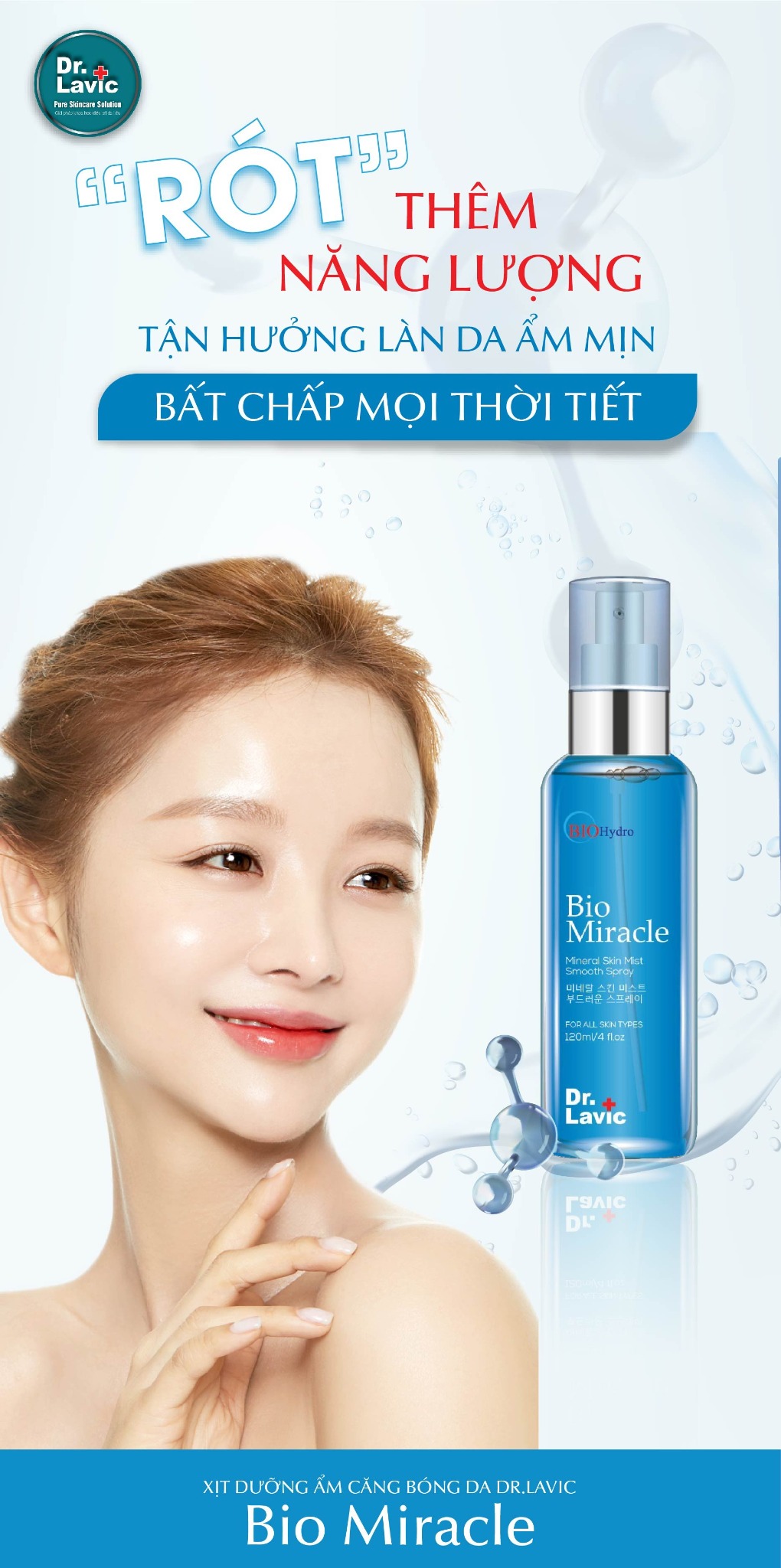 Xịt khoáng cấp ẩm, dịu da chống kích ứng, kiềm dầu ngăn ngừa mụn Dr.Lavic 120ml DR933