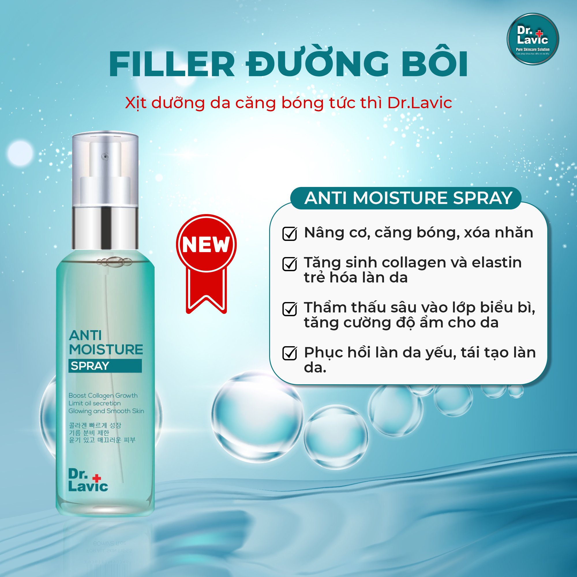 Xịt Khoáng Mặt Dưỡng Ẩm Làm Dịu Da Filler Đường Bôi DR.LAVIC ANTI MOISTURE 60ML - DR934