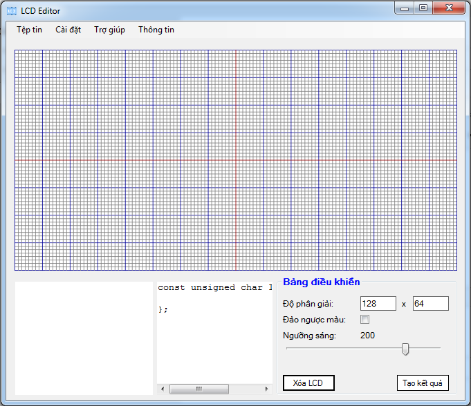 Chia sẻ phần mềm biên tập mã cho graphic LCD (LCD Editor)
