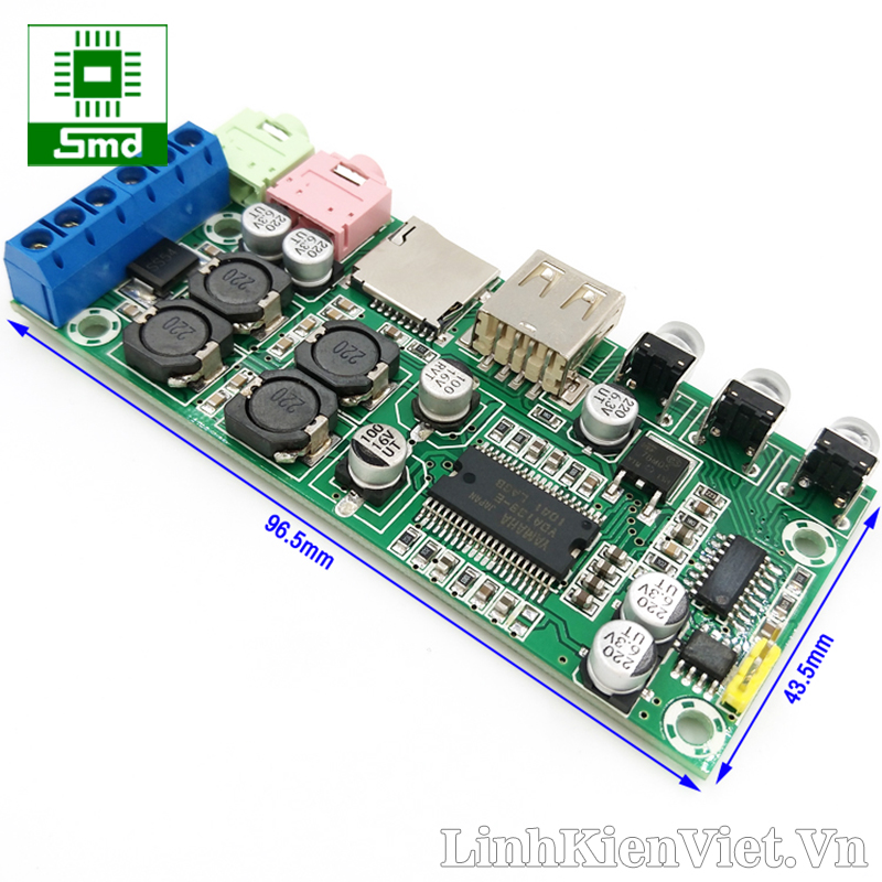 kích thước Module ClassD 2x15W có USB/TF