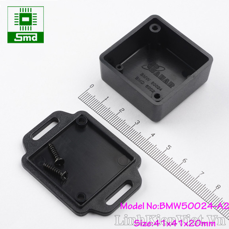 mở hộp Hộp nhựa 41x41x20mm BMW50024 màu đen