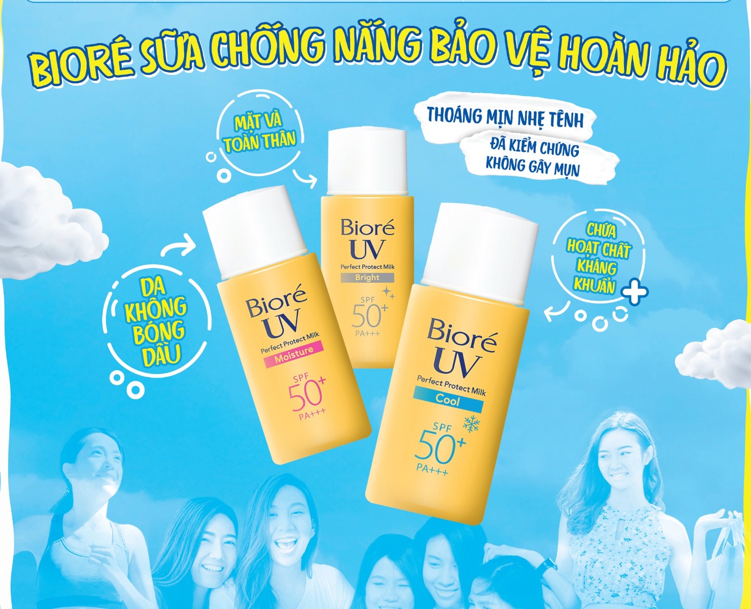 Sữa Chống Nắng Bioré Bảo Vệ Hoàn Hảo - Dưỡng Ẩm UV Perfect Protect Milk  Moisture SPF50/PA+++ 25ml