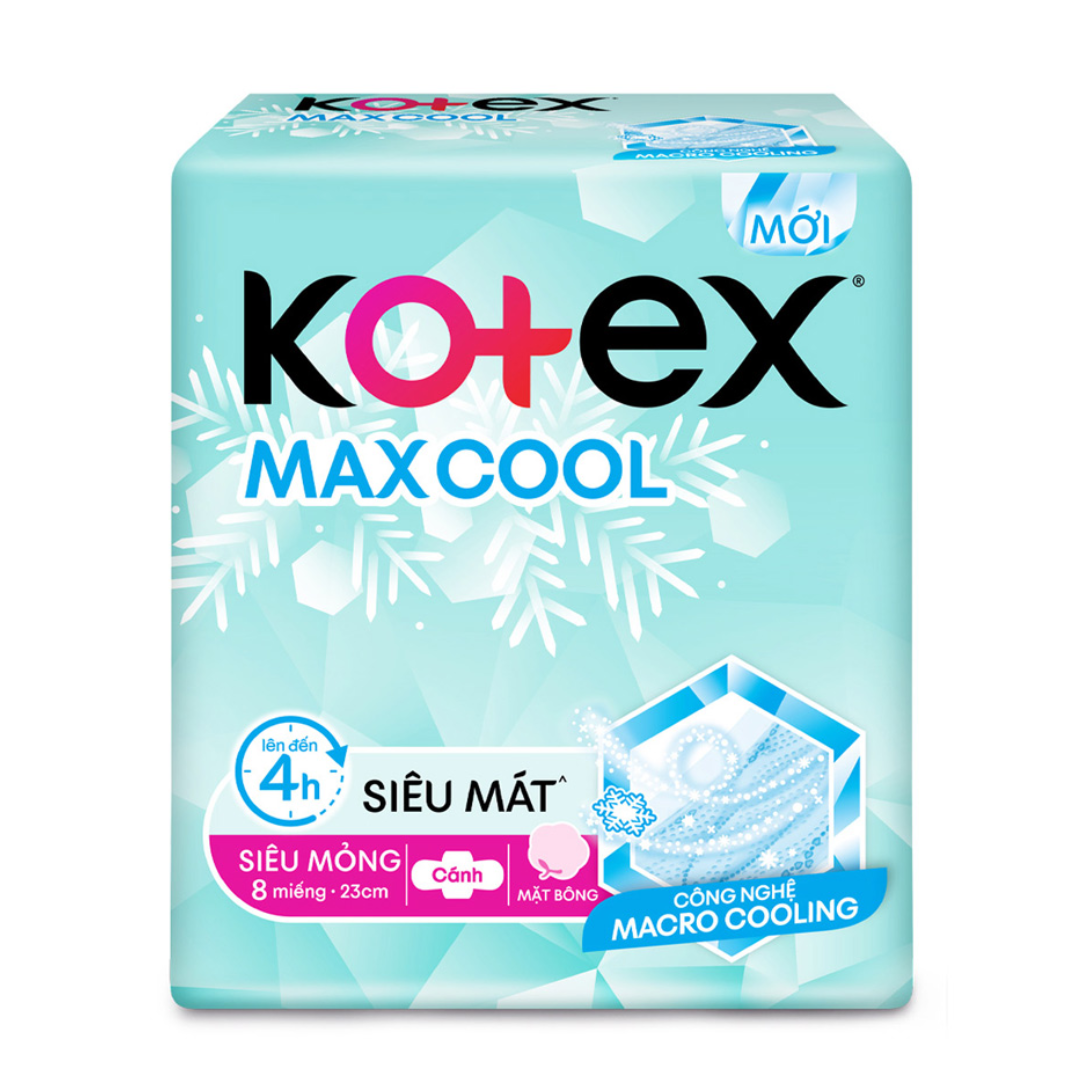 Băng Vệ Sinh Kotex Max Cool Siêu Mỏng Cánh Gói 8 Miếng