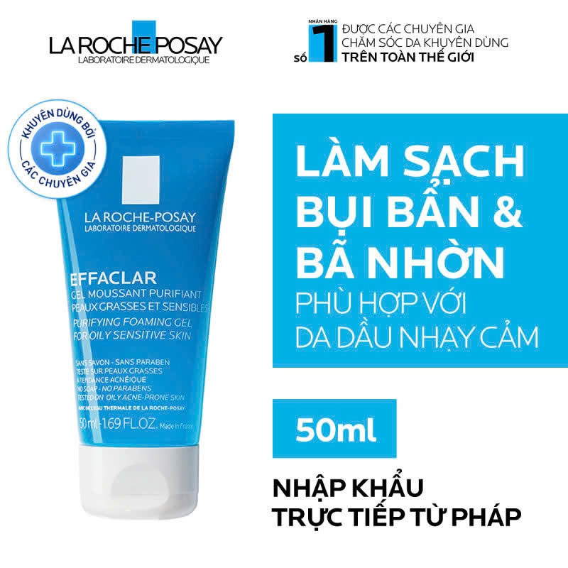 Sữa Rửa Mặt Dạng Gel Cho Da Dầu Mụn La Roche-Posay Effaclar Purifying Foaming Gel For Oily Sensitive Skin 50ml