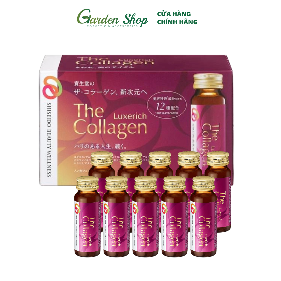 [GIẢM 50% - DATE 07/2025] Nước Uống Đẹp Da Shiseido The Collagen LuxeRich Hộp 10 Lọ