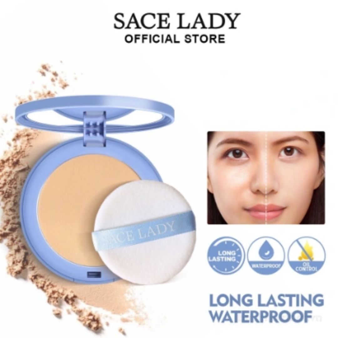 Phấn Phủ Kiềm Dầu, Lâu Trôi Dạng nén, Mờ lỗ Chân Lông Sace Lady Pressed Powder 10g