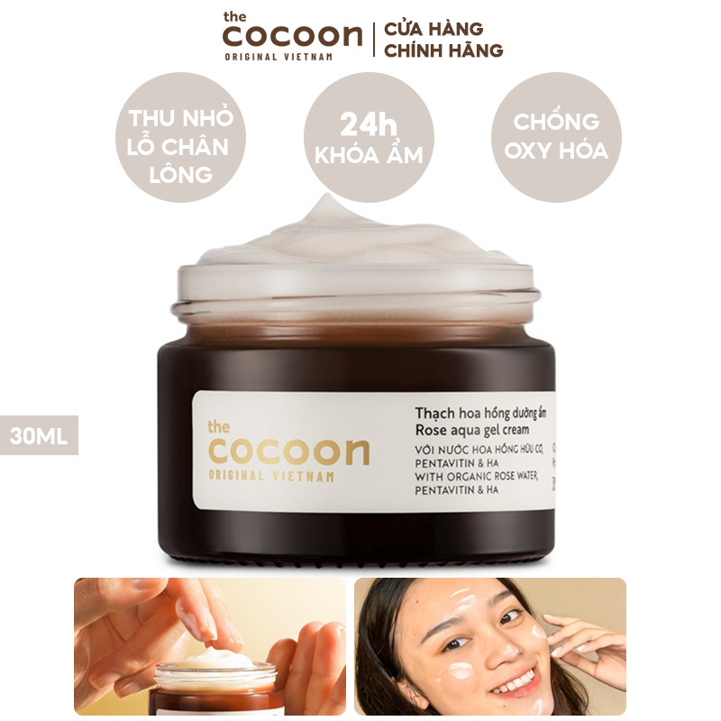 Kem Dưỡng Ẩm Dạng Thạch Từ Hoa Hồng The Cocoon Rose Aqua Gel Cream 30ml