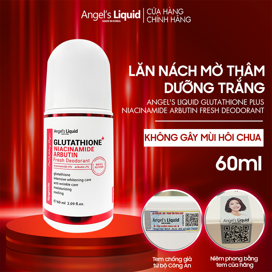 Lăn Khử Mùi Glutathione Niacinamide Fresh Deodorant Lăn Khử Mùi Mờ Thâm, Dưỡng Trắng Vùng Da Dưới Cánh Tay Angel's Liquid Glutathione+ Niacinamide Arbutin Fresh Deodorant 60ml