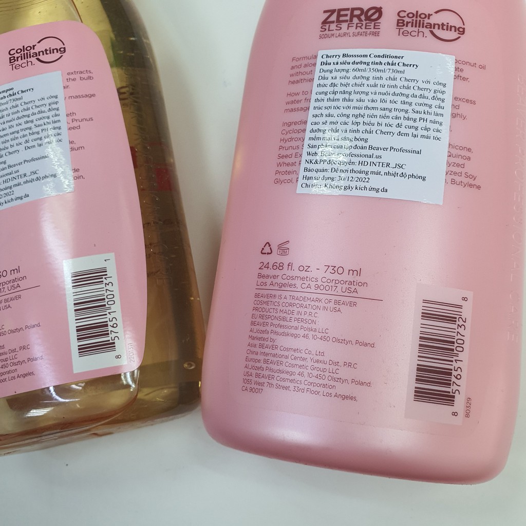 Cặp dầu gội và dầu xả siêu dưỡng tinh chất Beaver Cherry blossom dành cho tóc dầu