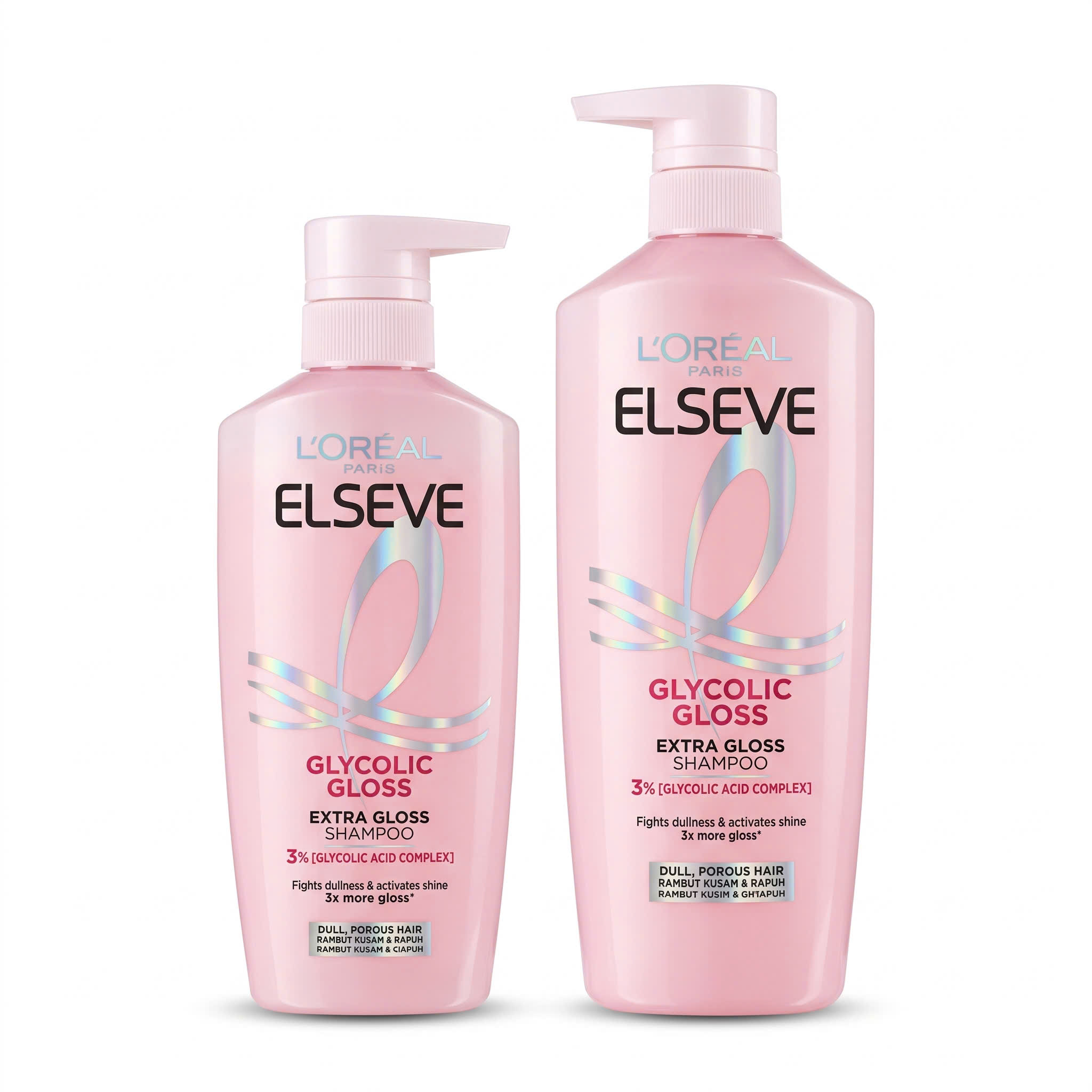 Bộ Dầu Gội Dầu Xả Bóng Mượt Tóc Xỉn Màu, Khô Xốp L’Oréal Paris Elseve Glycolic Gloss Shampoo & Conditioner