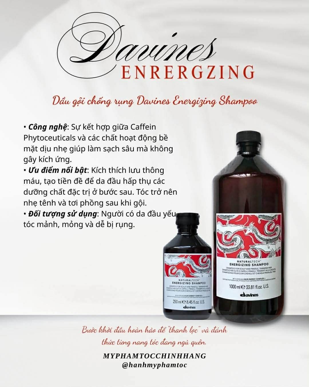 DẦU GỘI DAVINES CHỐNG RỤNG TÓC ENERGIZING 250NL - 1000ML