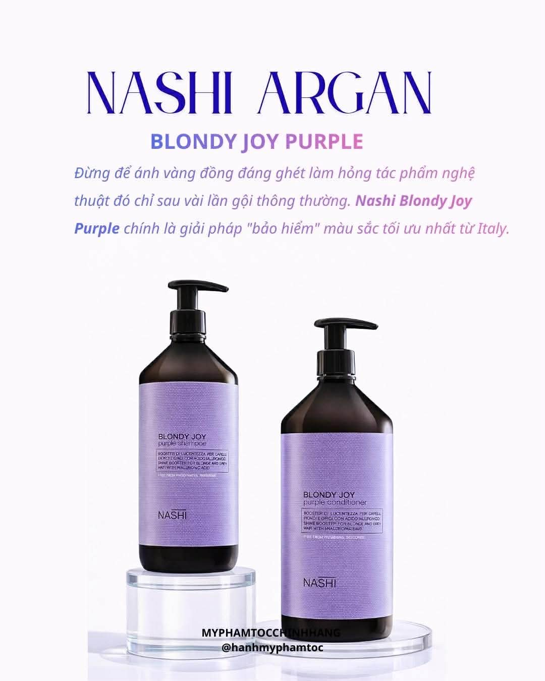 DẦU GỘI XẢ TÍM KHỬ ÁNH VÀNG NASHI  BLONDY JOY 250ML -  150ML