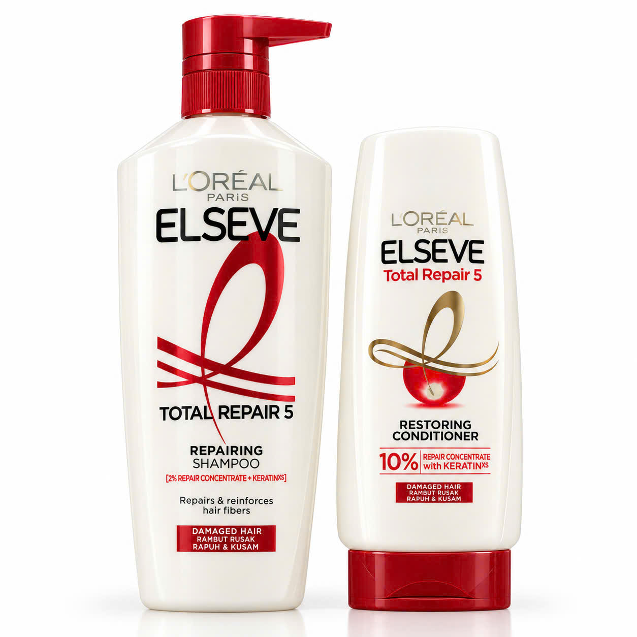Bộ Dầu Gội Dầu Xả Phục Hồi Tóc Hư Tổn 5 L’Oréal Paris Elseve Total Repair 5