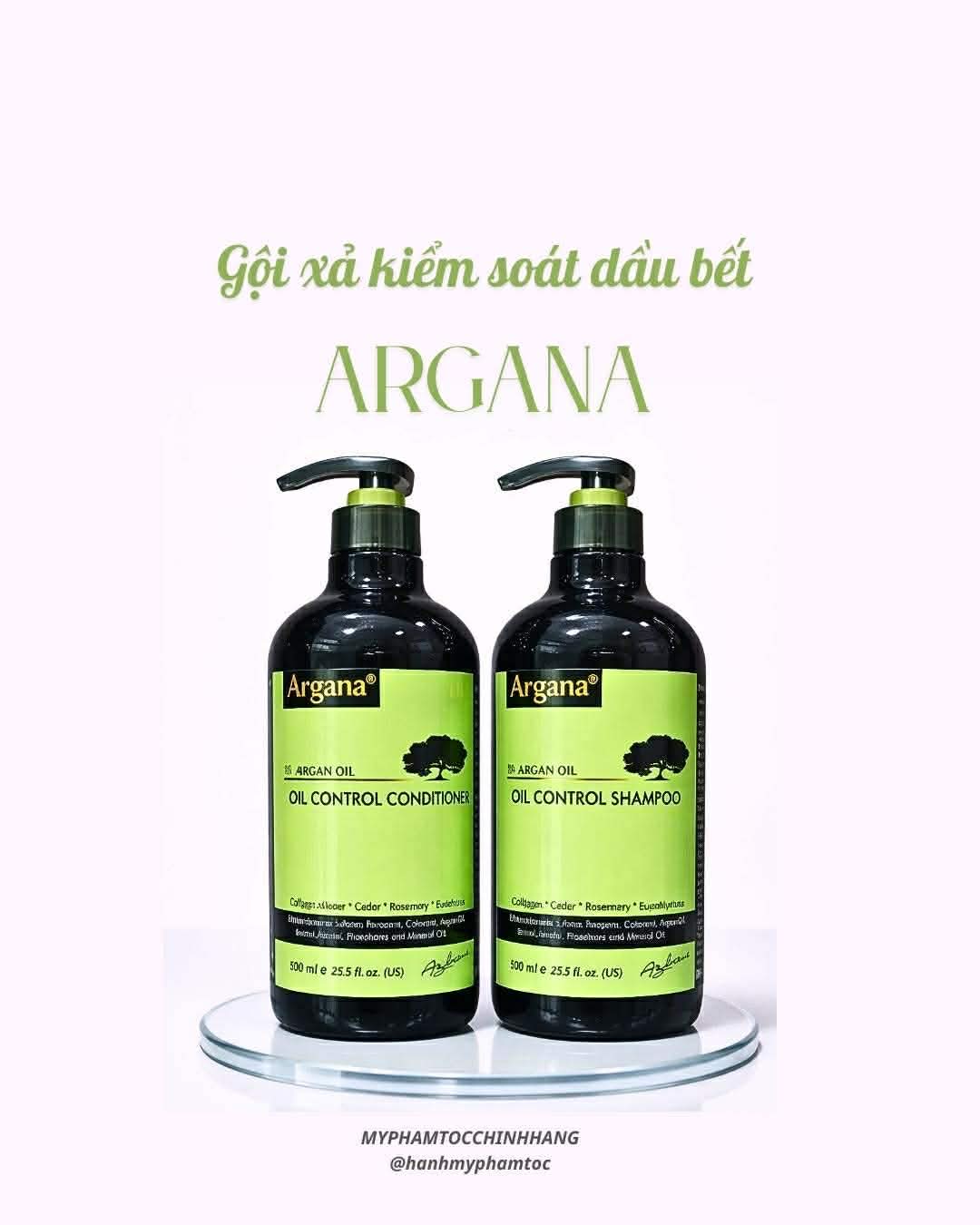 Bộ dầu gội xả ARGANA kiểm soát dầu, làm sạch tóc bết nhờn Oil-Control 500ml/ 750ml